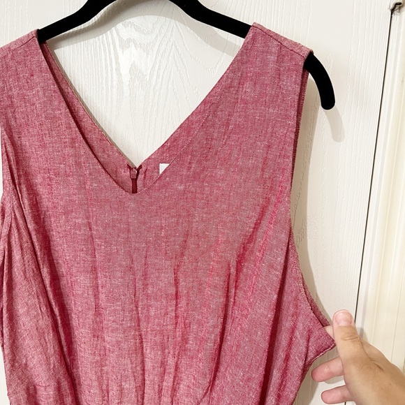 [CJ Banks] Linen Blend Swing Dress Red Waist Tie Casual Teacher Brunch Size 18 - Picture 5 of 11